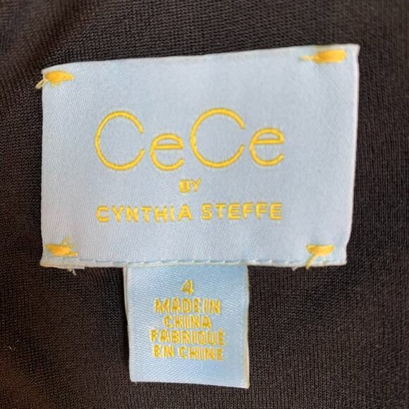 CeCe Womens Sz 4 Black Sleeveless Ponte Skater Dress with Midi Cutout - Picture 3 of 11